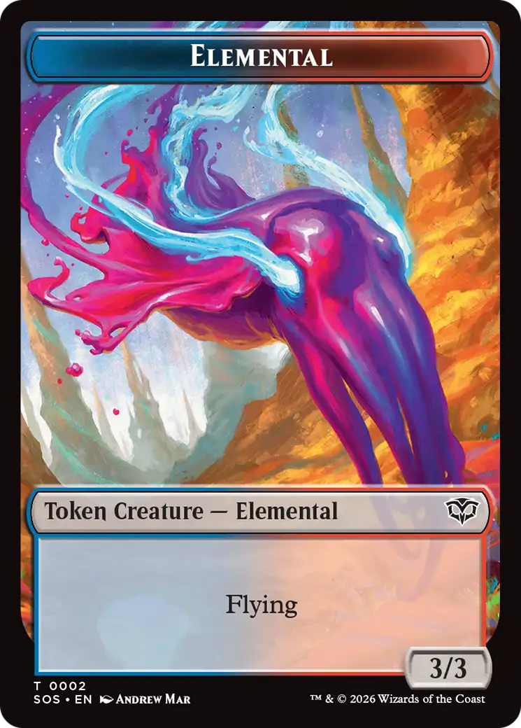 Fractal (0004) // Elemental (0002) Double-Sided Token [Secrets of Strixhaven Tokens] | Cards and Coasters CA