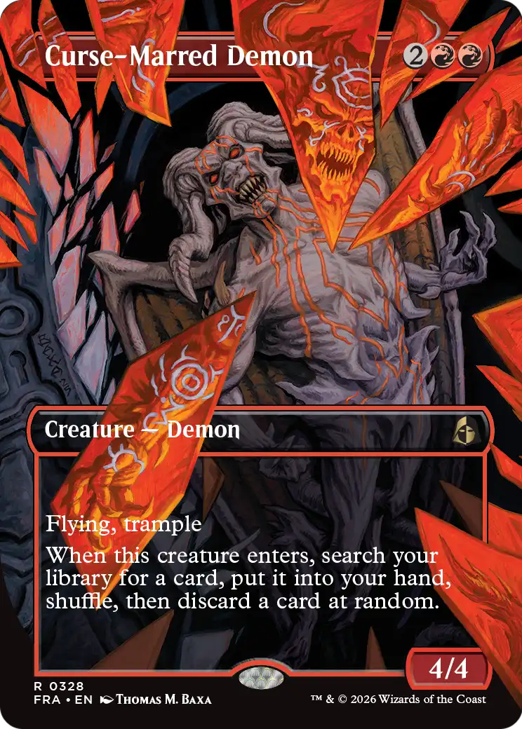 Curse-Marred Demon (Borderless) [Reality Fracture] | Cards and Coasters CA