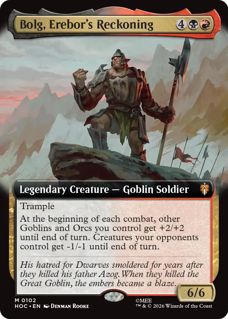 Bolg, Erebor's Reckoning (Extended Art) [The Hobbit: Eternal-Legal] | Cards and Coasters CA