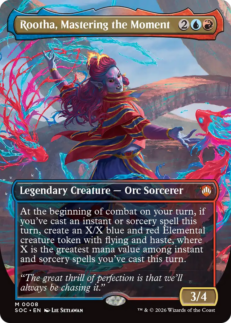 Rootha, Mastering the Moment (Borderless) [Secrets of Strixhaven Commander] | Cards and Coasters CA