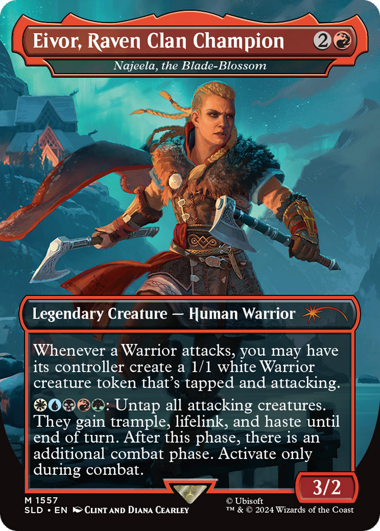 Eivor, Raven Clan Champion - Najeela, the Blade-Blossom (Rainbow Foil) [Secret Lair Drop Series] | Cards and Coasters CA