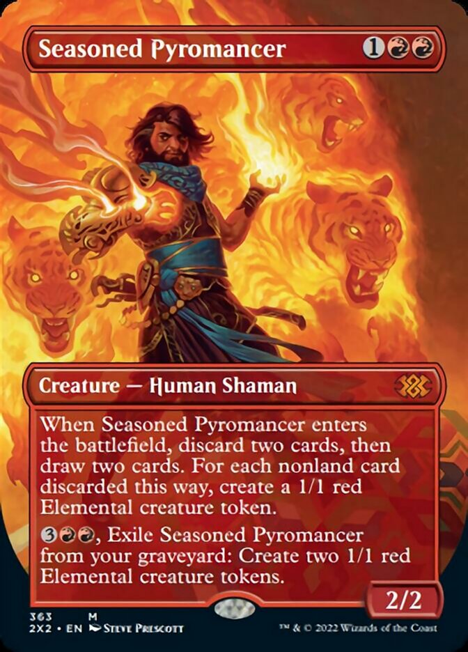 Seasoned Pyromancer (Borderless Alternate Art) [Double Masters 2022] | Cards and Coasters CA