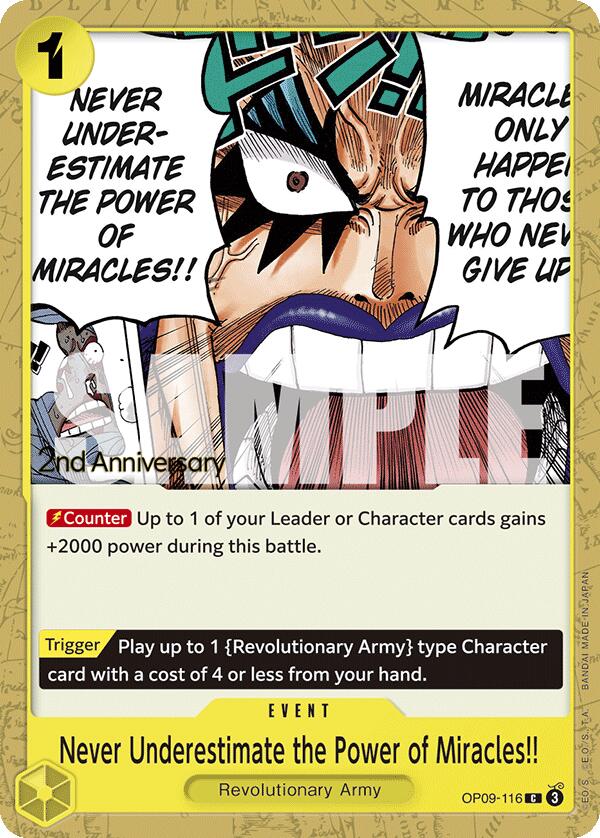 Never Underestimate the Power of Miracles!! [Emperors in the New World: 2nd Anniversary Tournament Cards] | Cards and Coasters CA