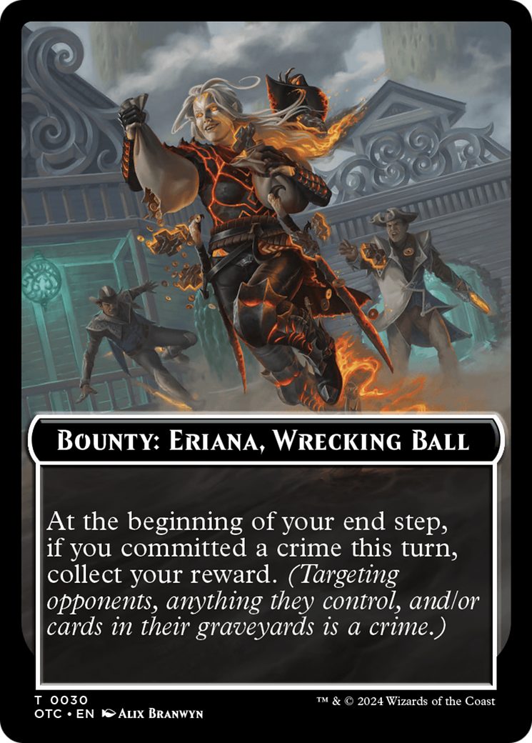 Bounty: Eriana, Wrecking Ball // Bounty Rules Double-Sided Token [Outlaws of Thunder Junction Commander Tokens] | Cards and Coasters CA