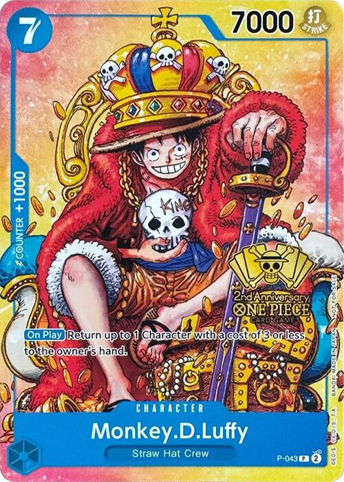 Monkey.D.Luffy (2nd Anniversary Stamped Promo) [One Piece Promotion Cards] | Cards and Coasters CA