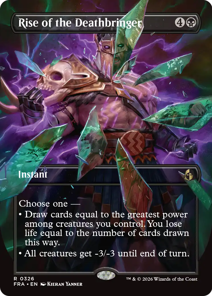 Rise of the Deathbringer (Borderless) [Reality Fracture] | Cards and Coasters CA