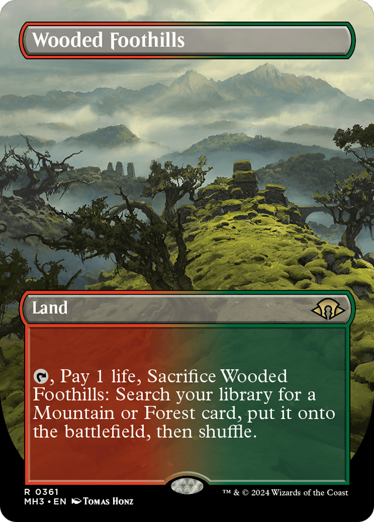 Wooded Foothills (Borderless) [Modern Horizons 3] | Cards and Coasters CA