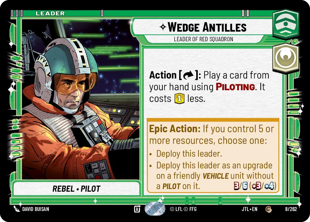 Wedge Antilles - Leader of Red Squadron (008/262) (008/257) [Jump to Lightspeed] | Cards and Coasters CA