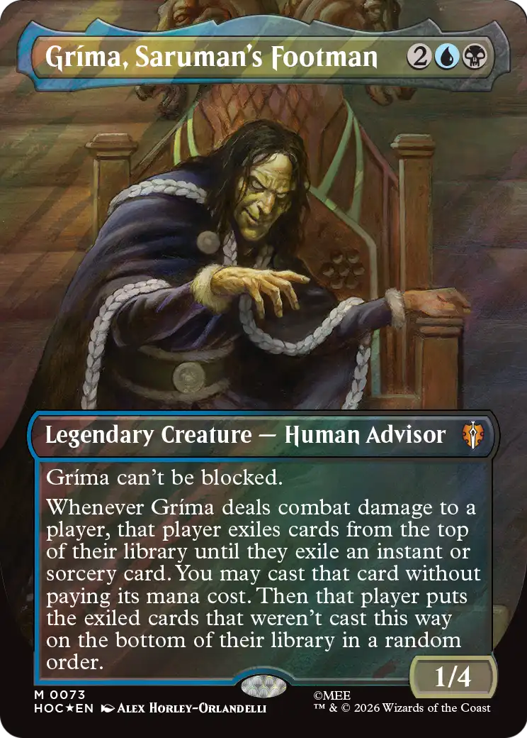 Grima, Saruman's Footman (Borderless) (Surge Foil) [The Hobbit: Eternal-Legal] | Cards and Coasters CA