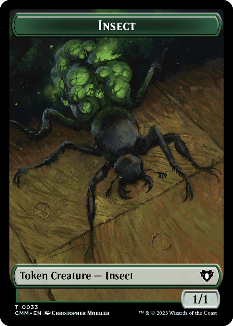 Spirit (0010) // Insect Double-Sided Token [Commander Masters Tokens] | Cards and Coasters CA