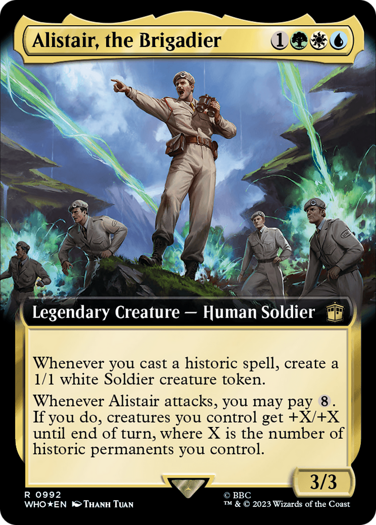 Alistair, the Brigadier (Extended Art) (Surge Foil) [Doctor Who] | Cards and Coasters CA