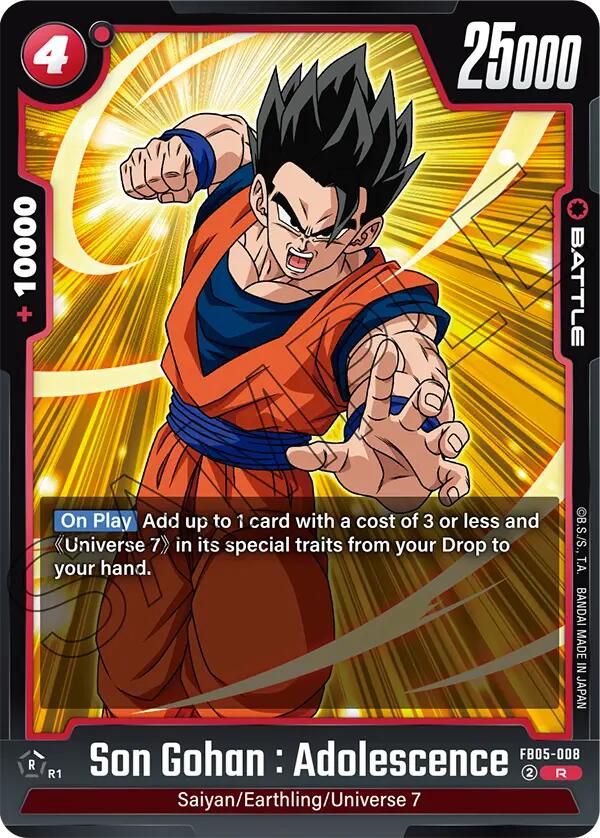 Son Gohan : Adolescence (FB05-008) [New Adventure] | Cards and Coasters CA