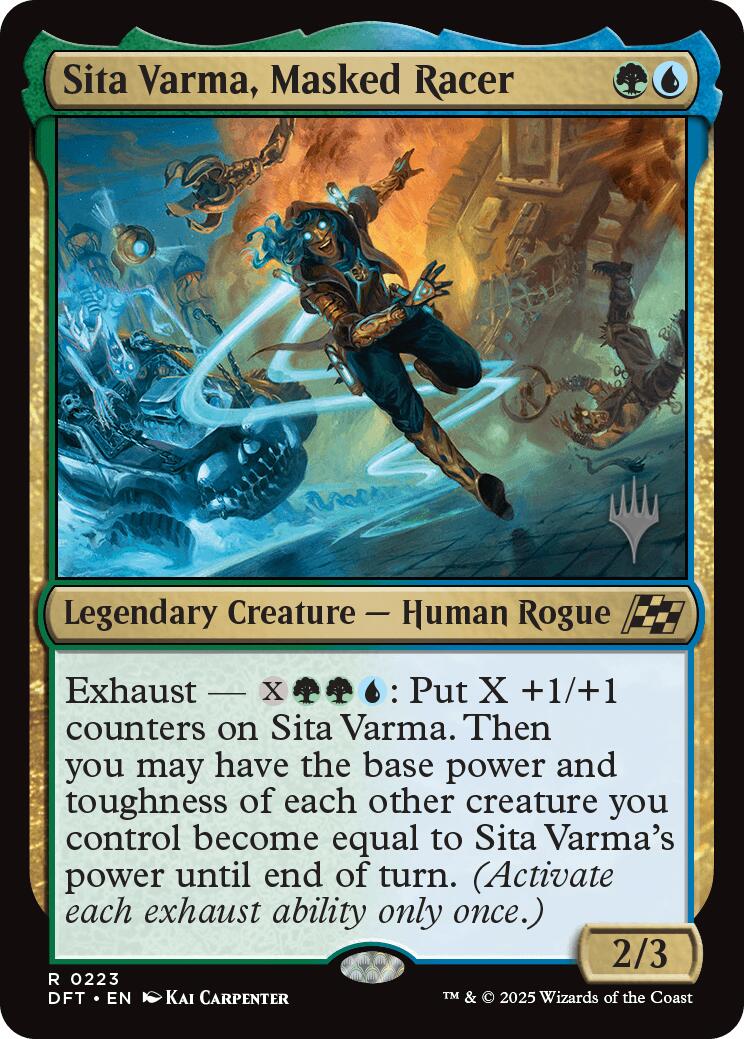 Sita Varma, Masked Racer [Aetherdrift Promos] | Cards and Coasters CA