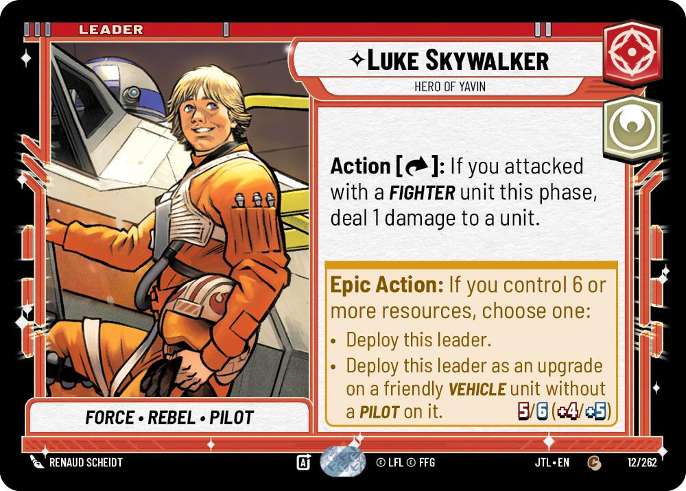 Luke Skywalker - Hero of Yavin (012/262) (012/257) [Jump to Lightspeed] | Cards and Coasters CA