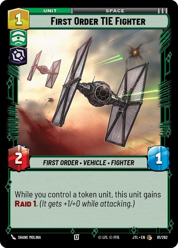First Order TIE Fighter (081/262) (081/257) [Jump to Lightspeed] | Cards and Coasters CA