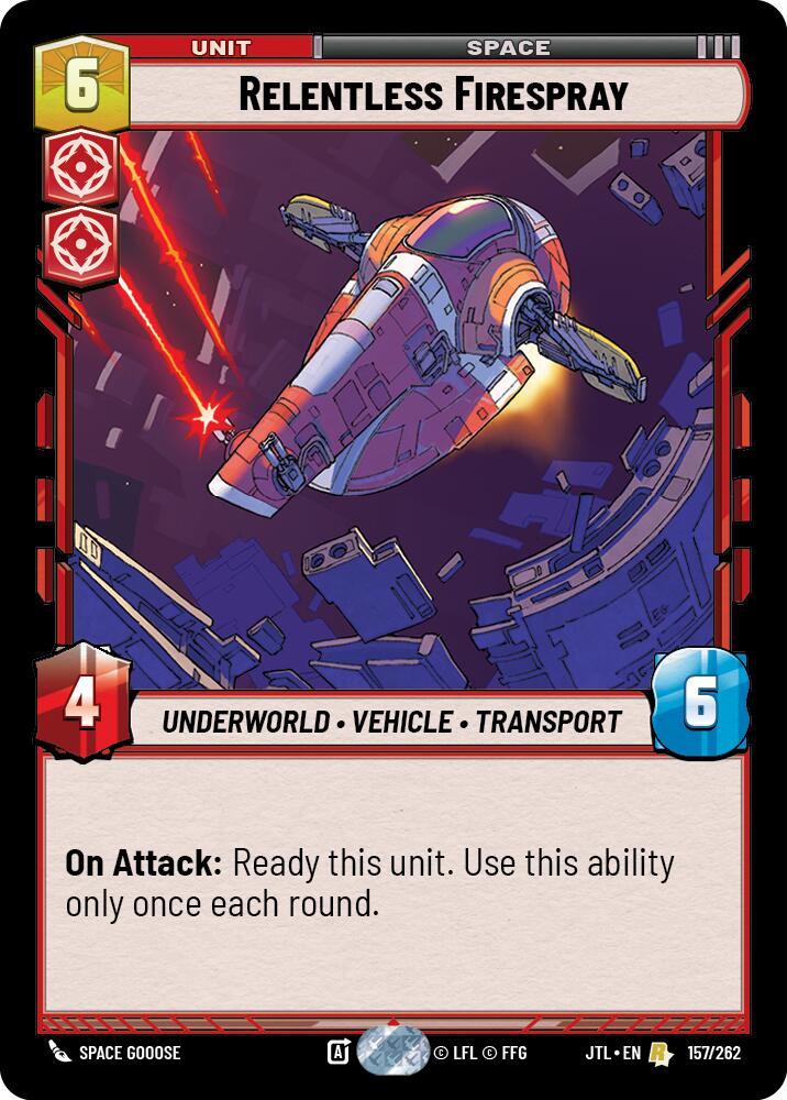 Relentless Firespray (157/262) (157/257) [Jump to Lightspeed] | Cards and Coasters CA