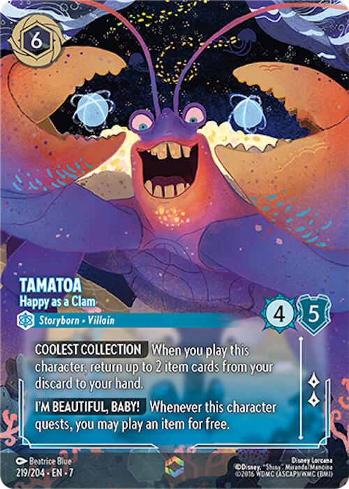 Tamatoa - Happy as a Clam (Enchanted) (219/204) [Archazia's Island] | Cards and Coasters CA