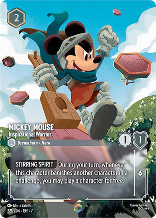Mickey Mouse - Inspirational Warrior (Enchanted) (221/204) [Archazia's Island] | Cards and Coasters CA