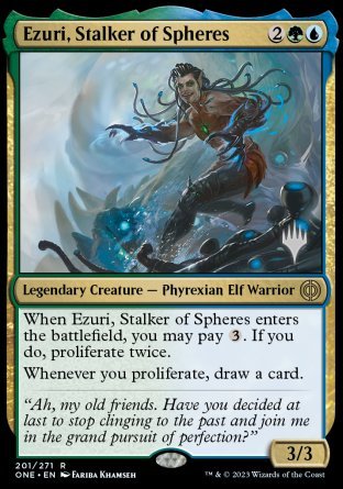 Ezuri, Stalker of Spheres (Promo Pack) [Phyrexia: All Will Be One Promos] | Cards and Coasters CA