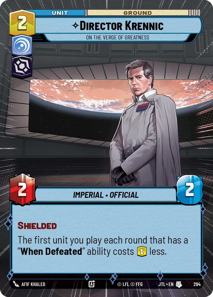 Director Krennic - On the Verge of Greatness (294) (Hyperspace) (294) [Jump to Lightspeed] | Cards and Coasters CA