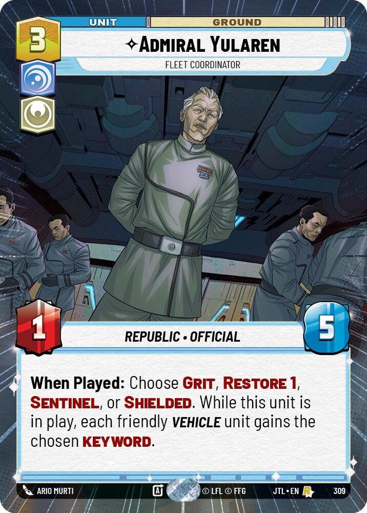 Admiral Yularen - Fleet Coordinator (309) (Hyperspace) (309) [Jump to Lightspeed] | Cards and Coasters CA
