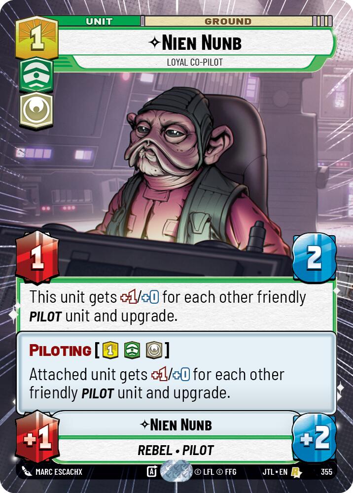 Nien Nunb - Loyal Co-Pilot (355) (Hyperspace) (355) [Jump to Lightspeed] | Cards and Coasters CA