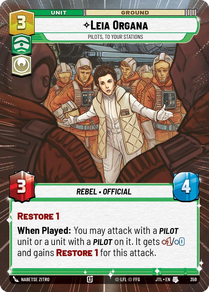 Leia Organa - Pilots, To Your Stations (359) (Hyperspace) (359) [Jump to Lightspeed] | Cards and Coasters CA