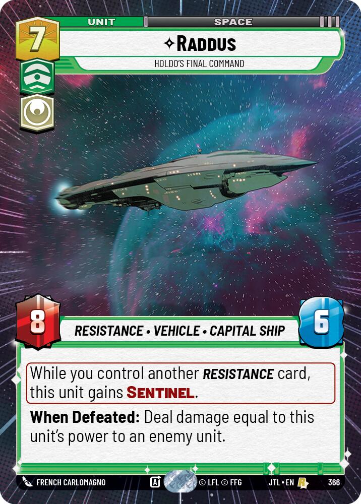 Raddus - Holdo's Final Command (366) (Hyperspace) (366) [Jump to Lightspeed] | Cards and Coasters CA