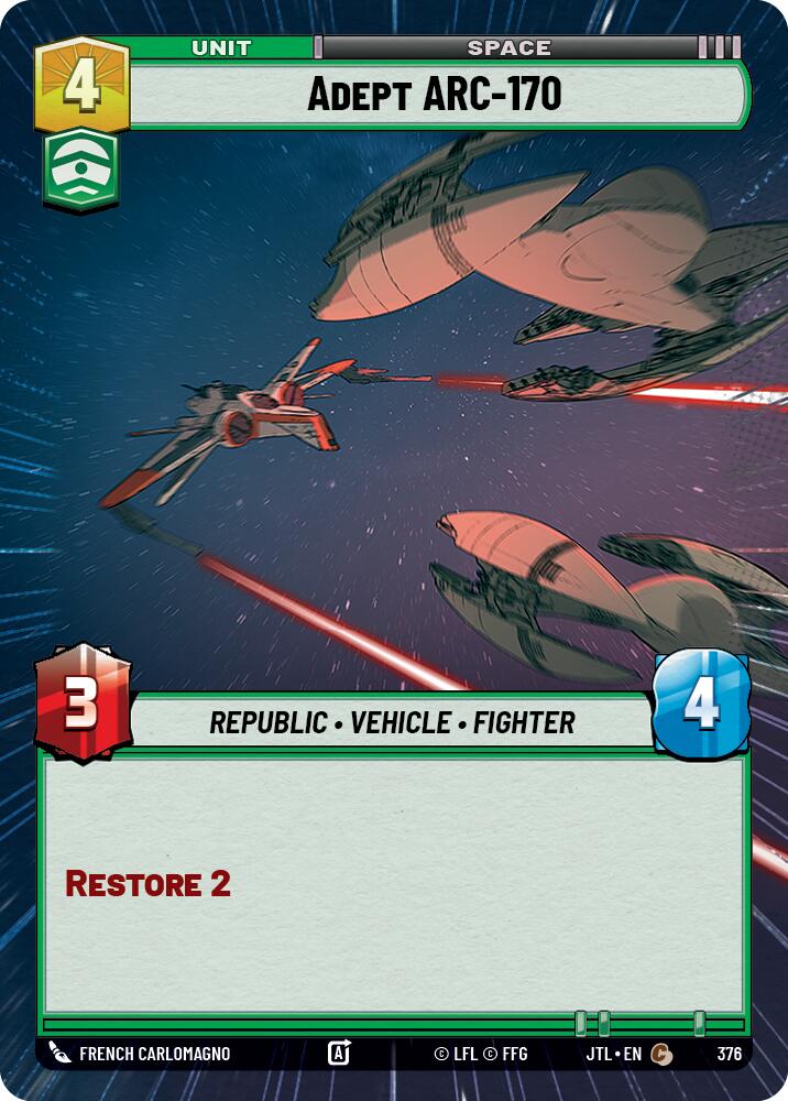 Adept ARC-170 (376) (Hyperspace) (376) [Jump to Lightspeed] | Cards and Coasters CA