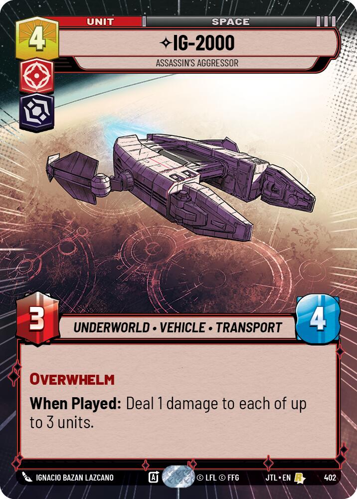 IG-2000 - Assassin's Aggressor (402) (Hyperspace) (402) [Jump to Lightspeed] | Cards and Coasters CA