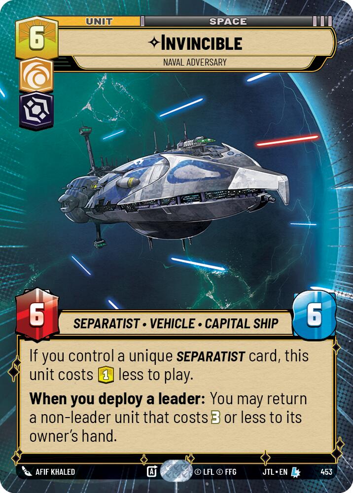 Invincible - Naval Adversary (453) (Hyperspace) (453) [Jump to Lightspeed] | Cards and Coasters CA