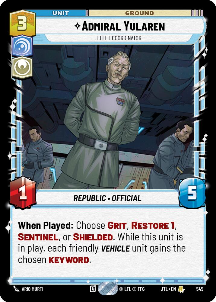 Admiral Yularen - Fleet Coordinator (545) (545) [Jump to Lightspeed] | Cards and Coasters CA