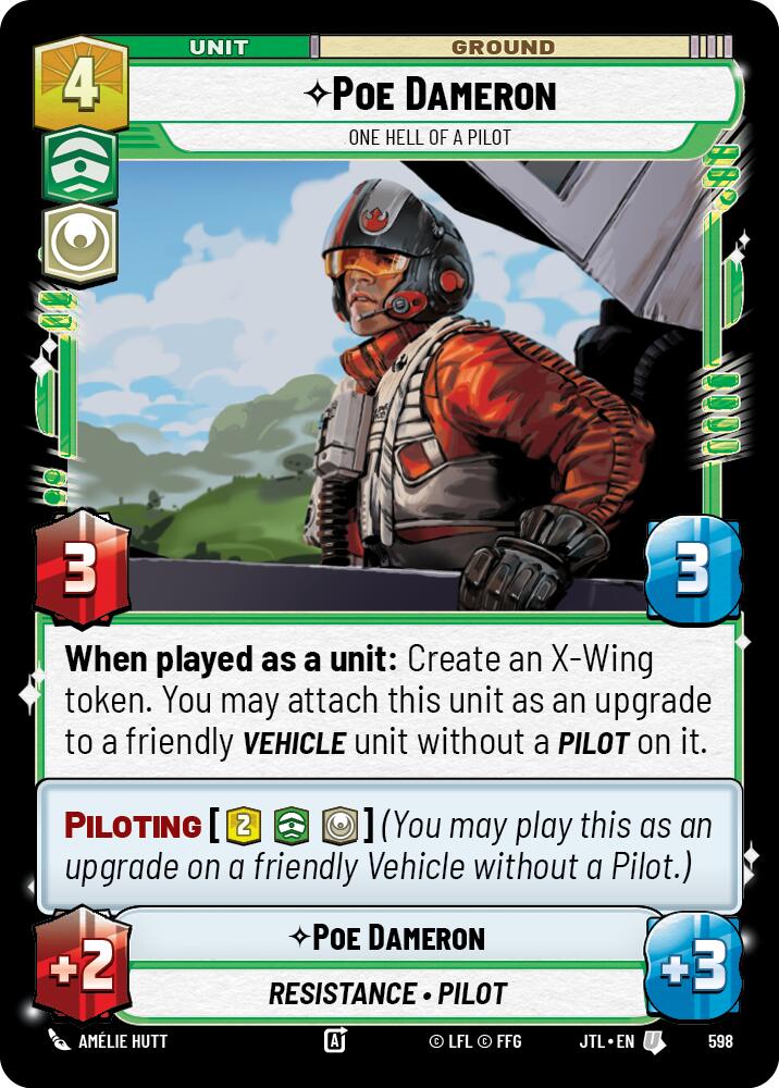 Poe Dameron - One Hell of a Pilot (598) (598) [Jump to Lightspeed] | Cards and Coasters CA