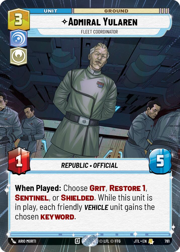 Admiral Yularen - Fleet Coordinator (781) (Hyperspace Foil) (781) [Jump to Lightspeed] | Cards and Coasters CA