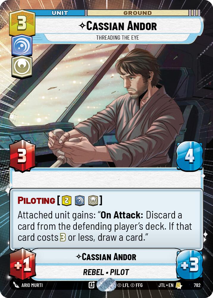 Cassian Andor - Threading the Eye (782) (Hyperspace Foil) (782) [Jump to Lightspeed] | Cards and Coasters CA