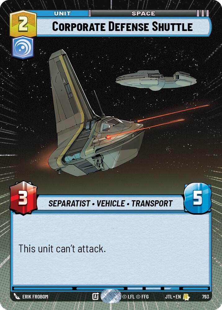 Corporate Defense Shuttle (793) (Hyperspace Foil) (793) [Jump to Lightspeed] | Cards and Coasters CA