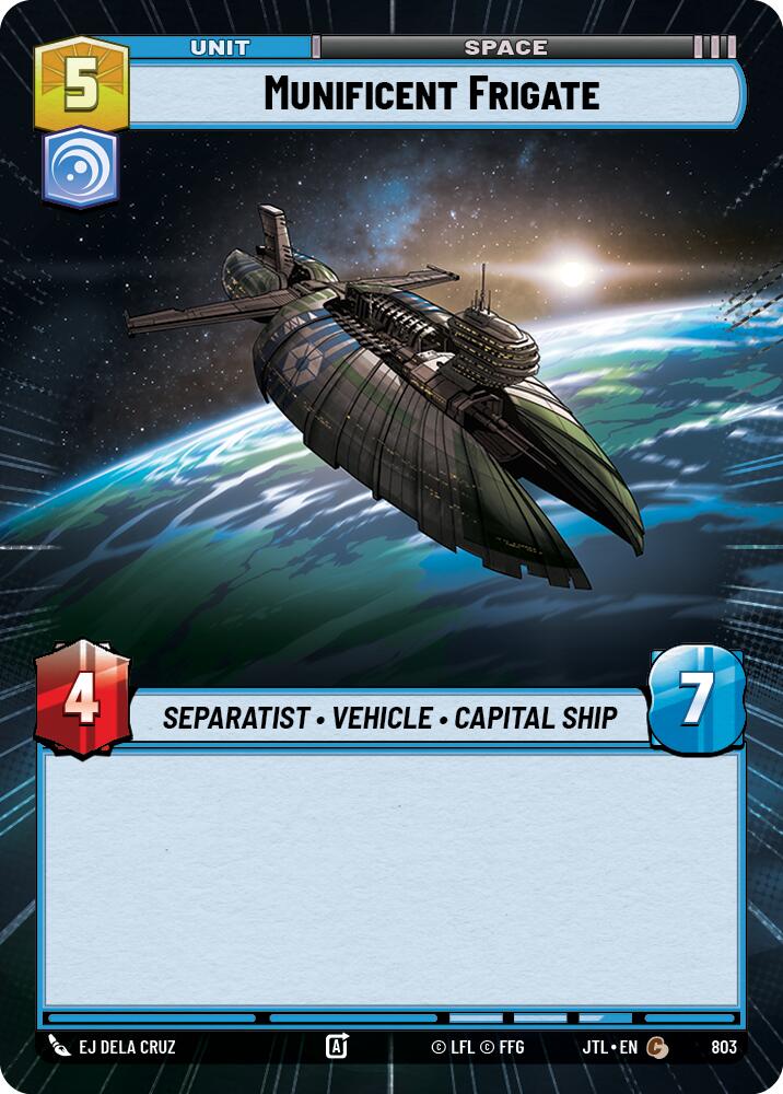 Munificent Frigate (803) (Hyperspace Foil) (803) [Jump to Lightspeed] | Cards and Coasters CA
