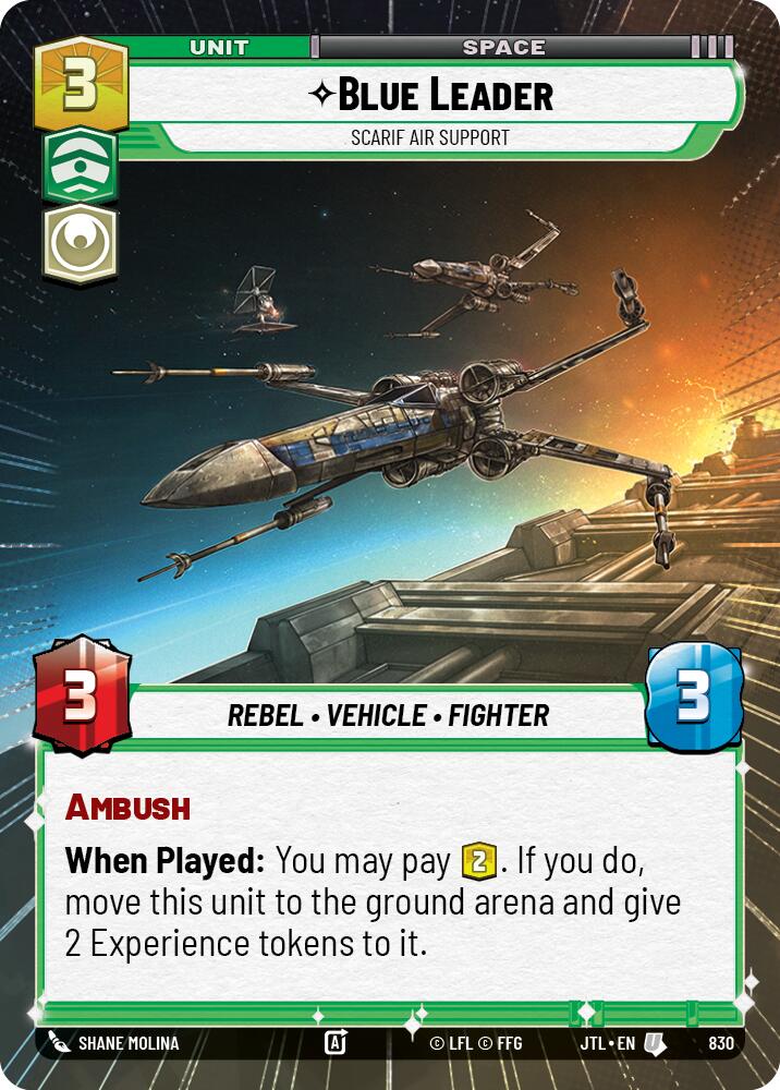 Blue Leader - Scarif Air Support (830) (Hyperspace Foil) (830) [Jump to Lightspeed] | Cards and Coasters CA