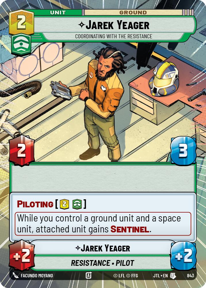 Jarek Yeager - Coordinating With The Resistance (843) (Hyperspace Foil) (843) [Jump to Lightspeed] | Cards and Coasters CA