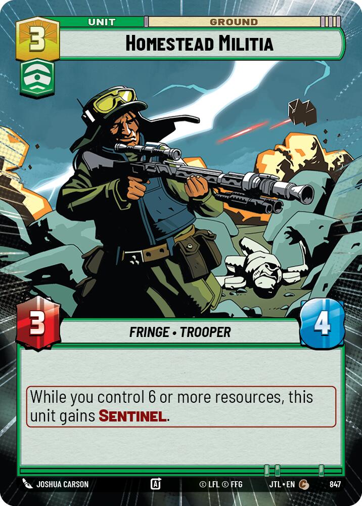 Homestead Militia (847) (Hyperspace Foil) (847) [Jump to Lightspeed] | Cards and Coasters CA
