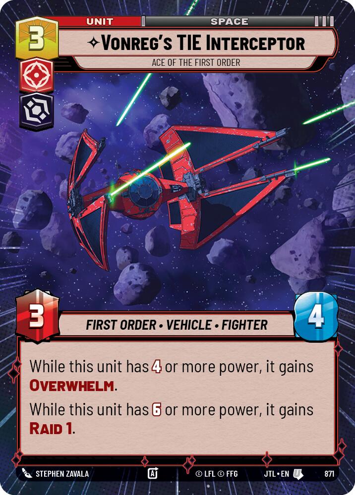 Vonreg's TIE Interceptor - Ace of the First Order (871) (Hyperspace Foil) (871) [Jump to Lightspeed] | Cards and Coasters CA