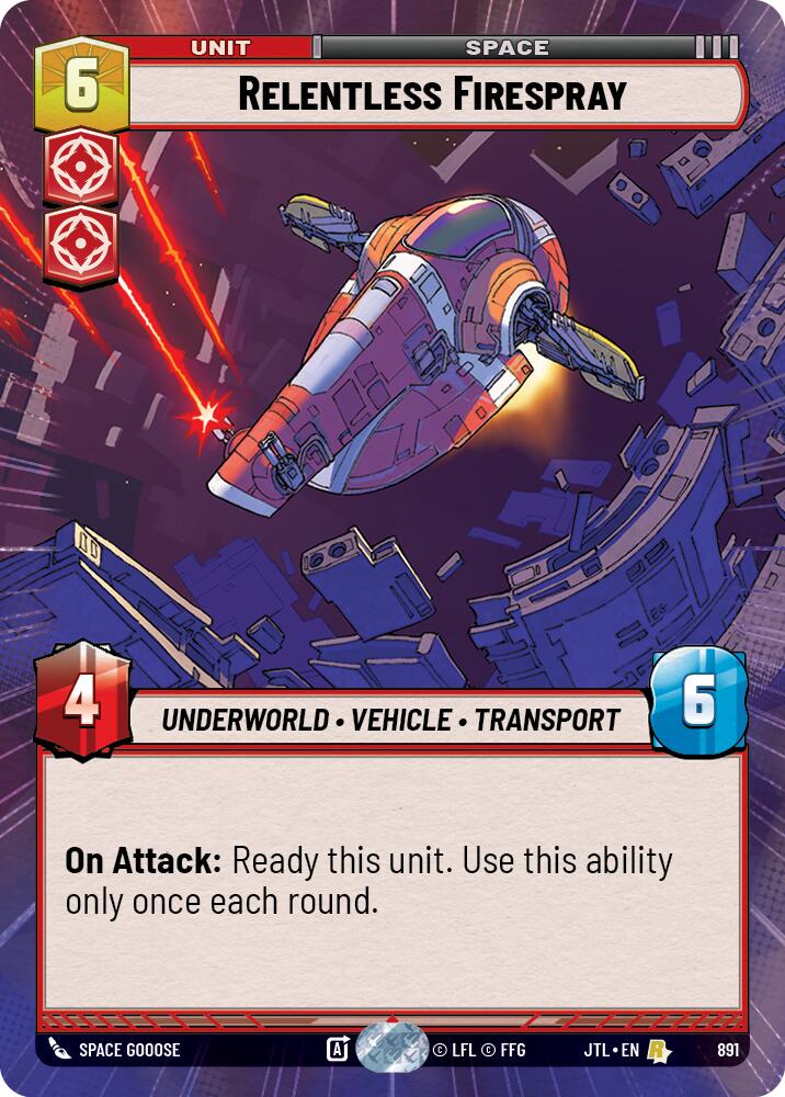 Relentless Firespray (891) (Hyperspace Foil) (891) [Jump to Lightspeed] | Cards and Coasters CA