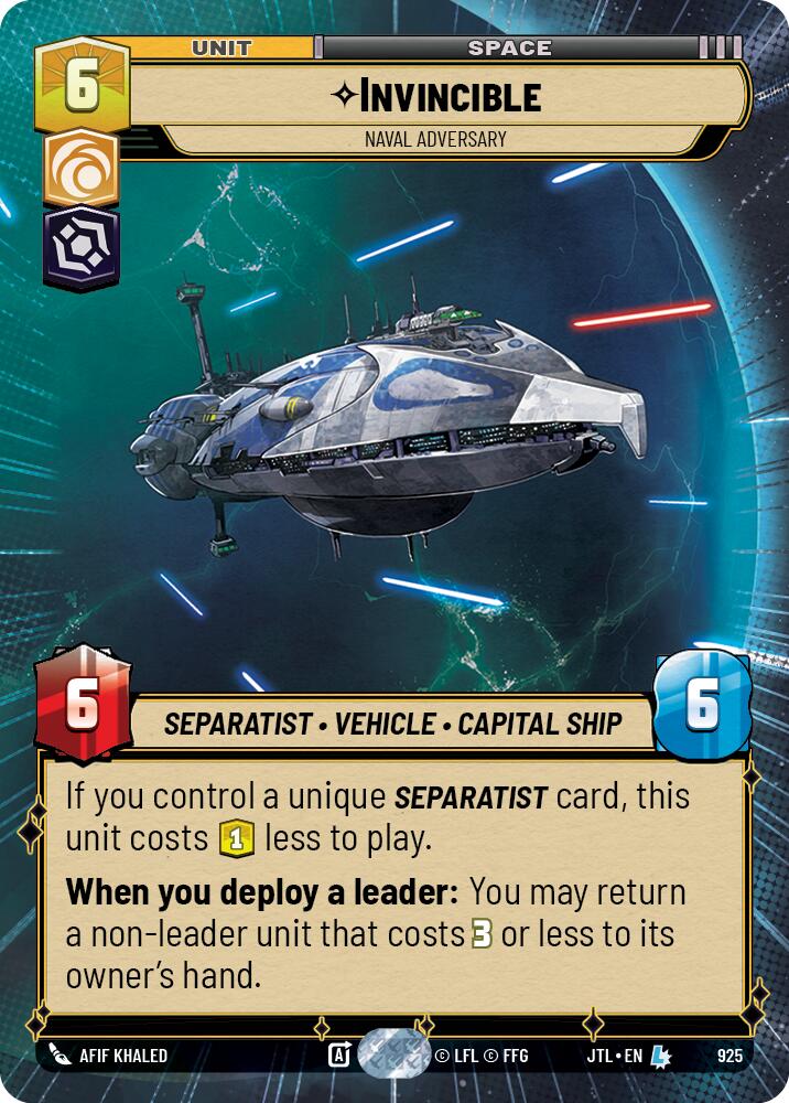 Invincible - Naval Adversary (925) (Hyperspace Foil) (925) [Jump to Lightspeed] | Cards and Coasters CA