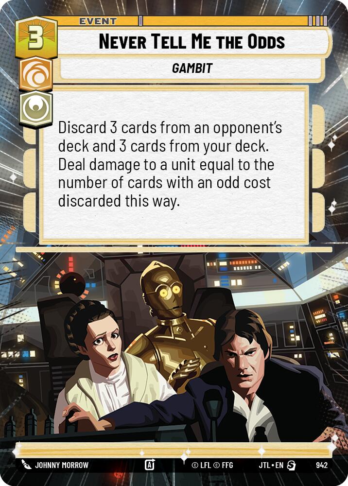 Never Tell Me the Odds (942) (Hyperspace Foil) (942) [Jump to Lightspeed] | Cards and Coasters CA