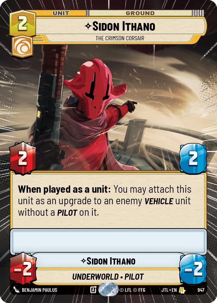 Sidon Ithano - The Crimson Corsair (947) (Hyperspace Foil) (947) [Jump to Lightspeed] | Cards and Coasters CA