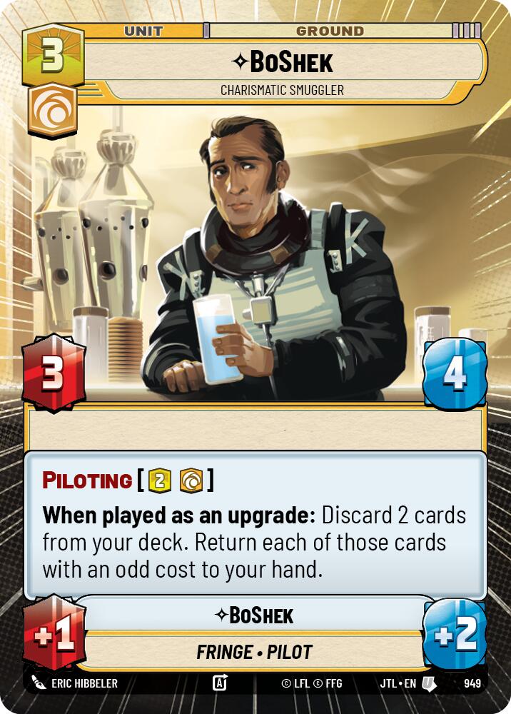 BoShek - Charismatic Smuggler (949) (Hyperspace Foil) (949) [Jump to Lightspeed] | Cards and Coasters CA