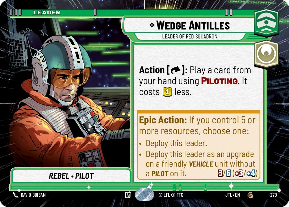 Wedge Antilles - Leader of Red Squadron (270) (Hyperspace) (270) [Jump to Lightspeed] | Cards and Coasters CA