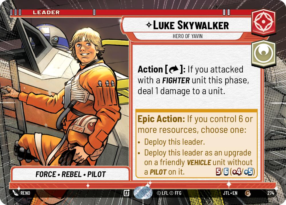 Luke Skywalker - Hero of Yavin (274) (Hyperspace) (274) [Jump to Lightspeed] | Cards and Coasters CA