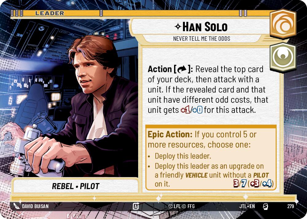Han Solo - Never Tell Me the Odds (279) (Hyperspace) (279) [Jump to Lightspeed] | Cards and Coasters CA
