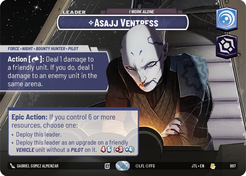 Asajj Ventress - I Work Alone (997) (Showcase) (997) [Jump to Lightspeed] | Cards and Coasters CA